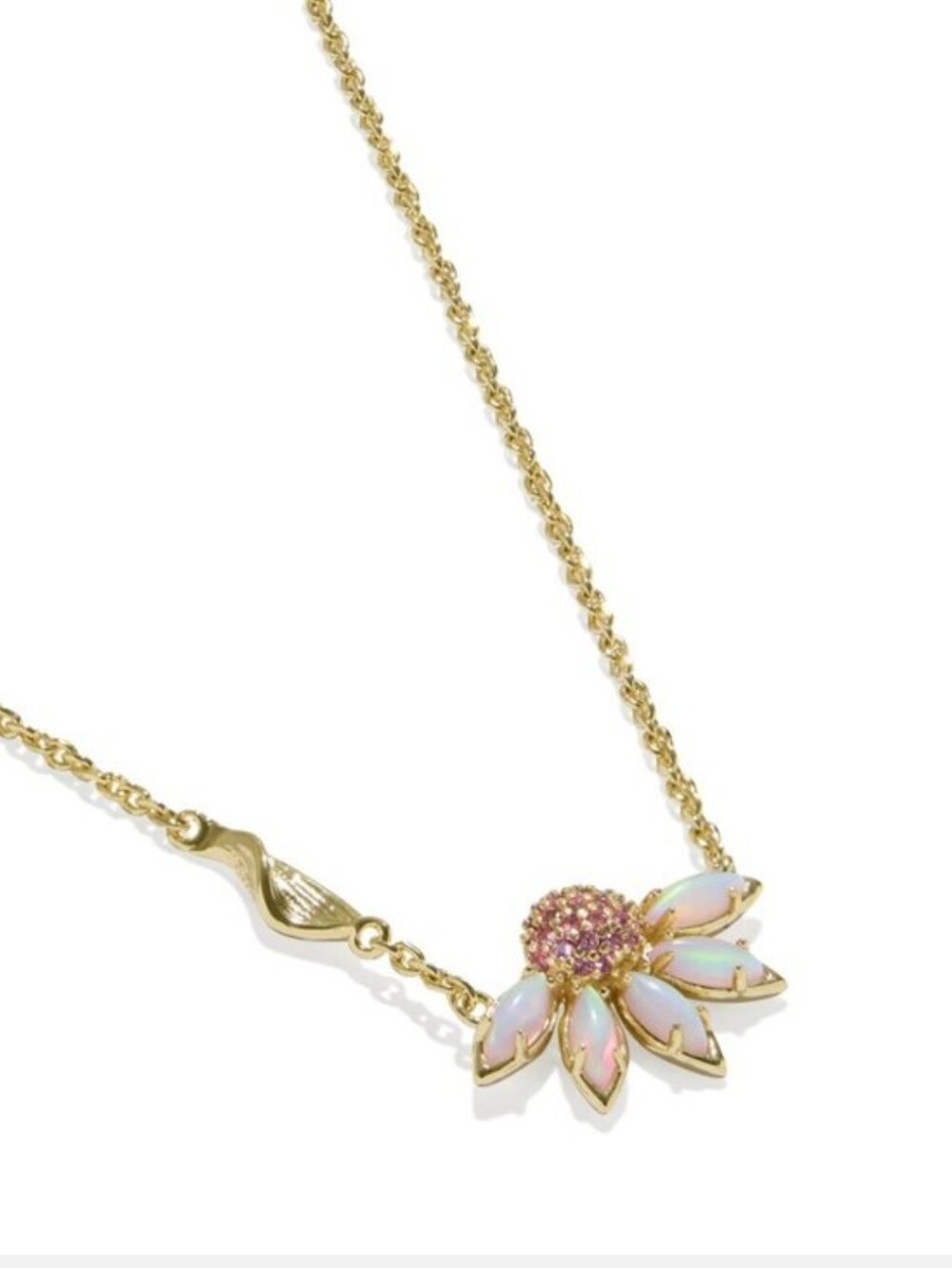 Kendra Scott Anaya Gold-Tone Pink Opal Flower Necklace New
